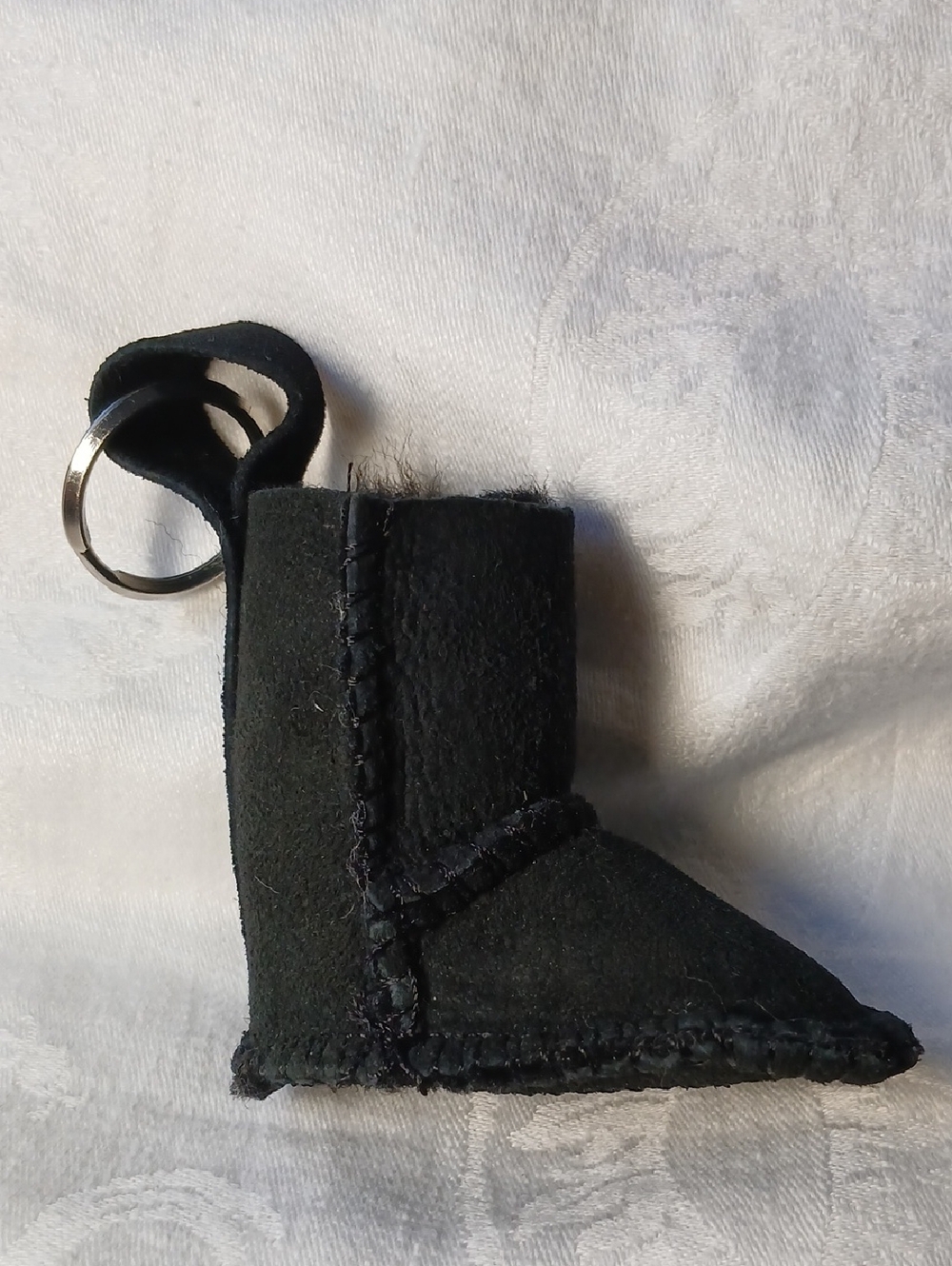 Ugg Australia Black Shearling and Suede Boot Keychain Bag Charm 2.5"